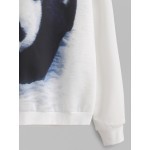 White Giant Panda Print Long Sleeves Sweatshirt