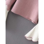 Pink White Wrist Bell Long Sleeves Sweater Knitwear