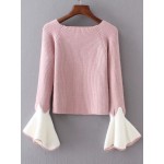 Pink White Wrist Bell Long Sleeves Sweater Knitwear