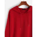 Red Hooded Hoodie Long Sleeves Sweatshirt