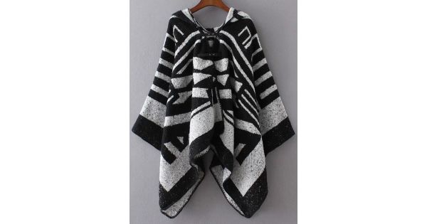 black and white poncho sweater