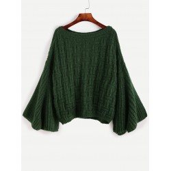 Green Bell Shape Long Sleeves Loose Sweater