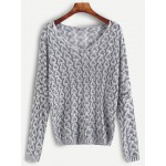 Grey Pattern Long Sleeves Sweater