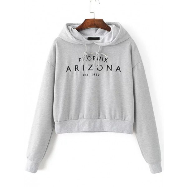 Grey Phoenix Arizona Long Sleeves Hoodie Hooded Sweatshirt