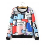 Rainbow Multi Color Water Music Abstract Painting Patchwork Long Sleeves Sweatshirt