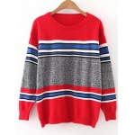 Red Grey Concrete Loose Shoulder Sweater