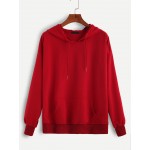 Red Hooded Hoodie Long Sleeves Sweatshirt