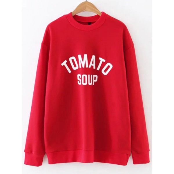 Red Tomato Soup Long Sleeves Crew Neck Sweatshirt