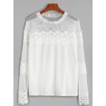 White Gothic Crochet Sheer Lace Long Sleeves Blouse