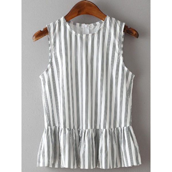 White Lines  Stripes Sleeveless Shirt Top