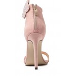 Pink Suede Ankle Rhinestones Diamonte Flower High Stiletto Heels Pump Sandals Shoes