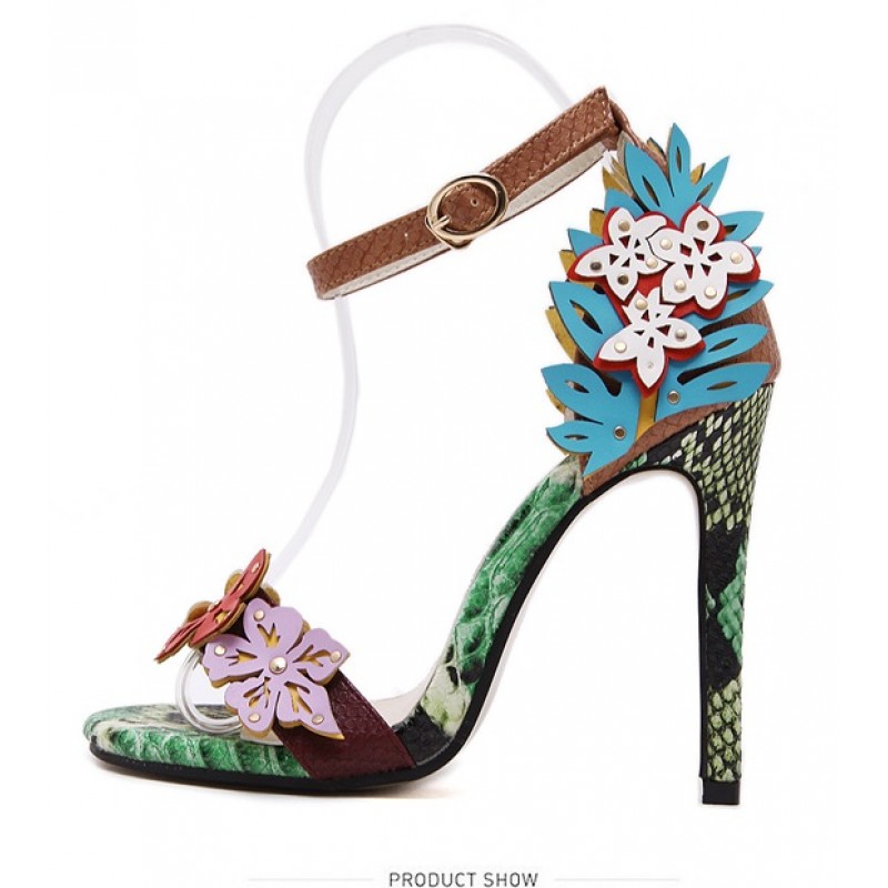 snakeskin colorful heels