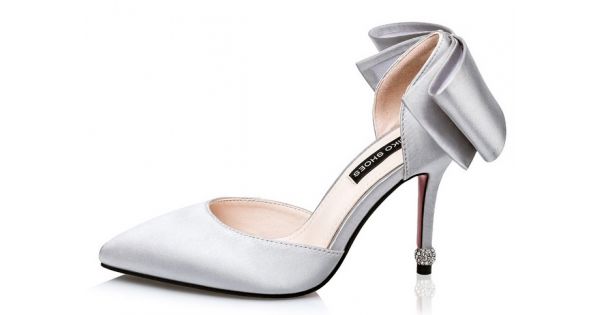 silver satin shoes