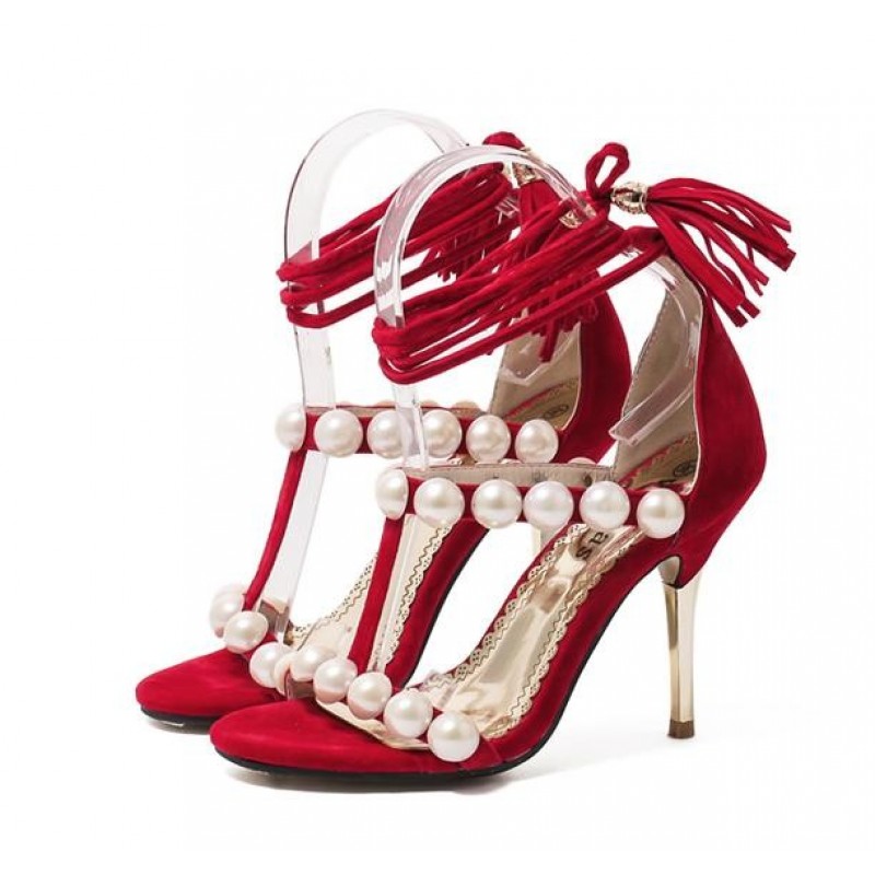 red and black sandal heels