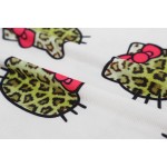White Hello Kitty Leopard Cropped Short Sleeves Tops T Shirt