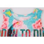 Blue Born To Die Skull Pink Sun Flowers Sleeveless T Shirt Cami Tank Top