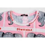 Pink White Pony Tail Face Funky Short Sleeves T Shirt Top