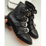 Black Point Head Buckle Straps Metal Studs Punk Rock Chelsea Boots Shoes
