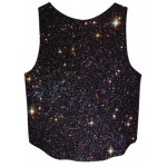 Black Galaxy Universe Lion Tiger Cropped Sleveless T Shirt Cami Tank Top