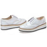 White Patent Glossy Leather Lace Up Baroque Platform Oxfords Shoes Sneakers