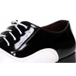 Black White Patent Pointed Head Lace Up Mens Oxfords Dress Shoes