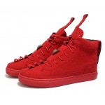 Red Suede Vintage Lace Up High Top Mens Sneakers Shoes