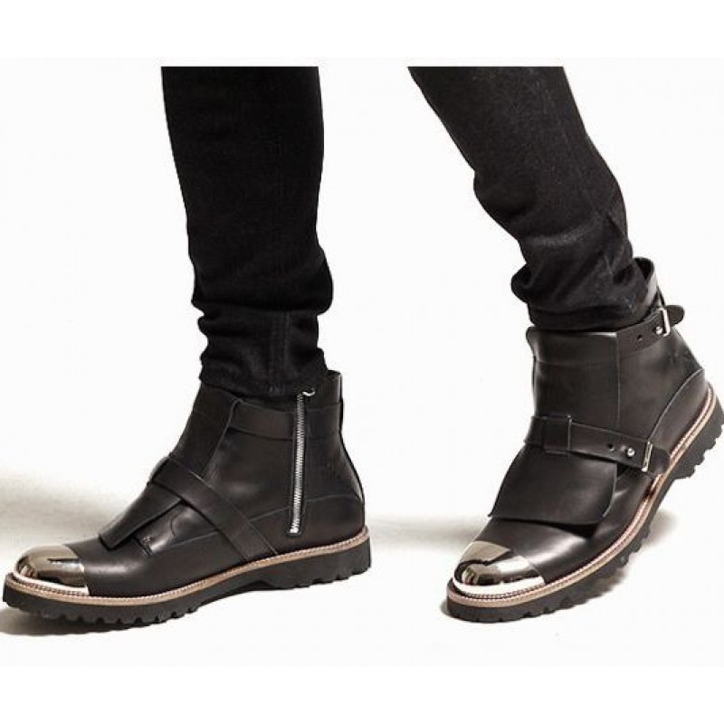 leather high top boots mens