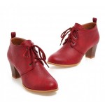 Red Lace Up Vintage High Heels Oxfords Dress Shoes