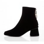 Black Velvet Pointed Head Gold Ring Chelsea Ankle Boots Heels Shoes