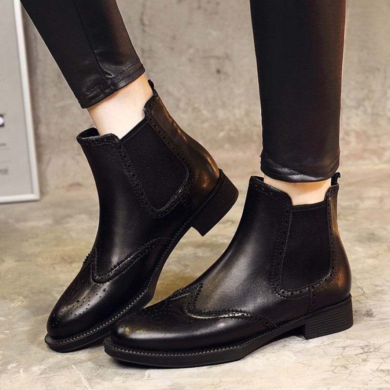 Leather Chelsea Boots Flats Shoes