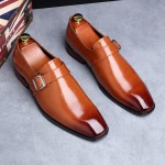 Brown Buckle Dapperman Oxfords Business Mens Loafers Flats Dress Shoes