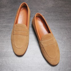 Brown Suede Mens Oxfords Flats Loafers Dappermen Dress Shoes