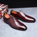 Burgundy Lace Up Dapperman Oxfords Business Mens Loafers Flats Dress Shoes