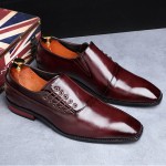 Burgundy Side Lace Dapperman Oxfords Business Mens Loafers Flats Dress Shoes