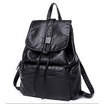 Black Soft Lambskin Vintage School Backpack