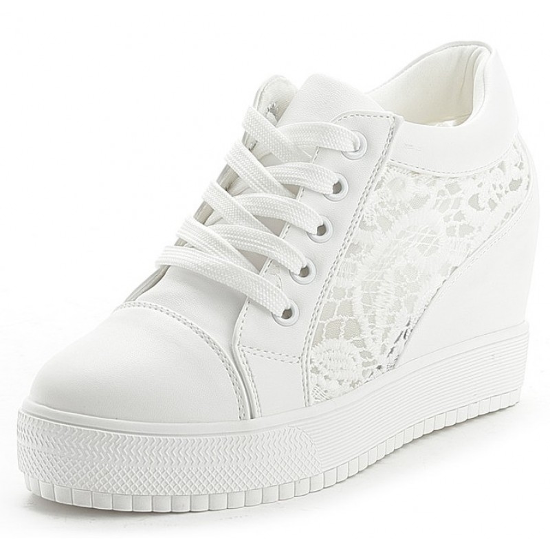 white lace sneakers