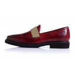 Burgundy Leather Strap Platforms Mens Cleated Sole Oxfords Loafers Dress Shoes