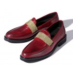 Burgundy Leather Strap Platforms Mens Cleated Sole Oxfords Loafers Dress Shoes
