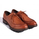 Brown Leather Lace Up Platforms Mens Cleated Sole Oxfords Loafers Dress Shoes