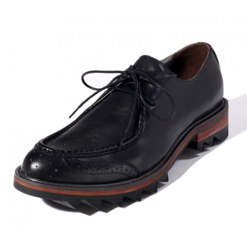 Medicinsk malpractice Sund og rask Patent Black Leather Lace Up Platforms Mens Cleated Sole Oxfords Loafers Dress  Shoes