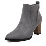 Grey Pointed Head High Heels Ankle Chelsea Shoes Boots
