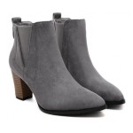 Grey Pointed Head High Heels Ankle Chelsea Shoes Boots