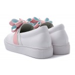 White Pink Gift Bow Cute Sneakers Loafers Flats Shoes