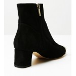 Black Gold Metal Blunt Head Suede High Heels Ankle Boots Shoes