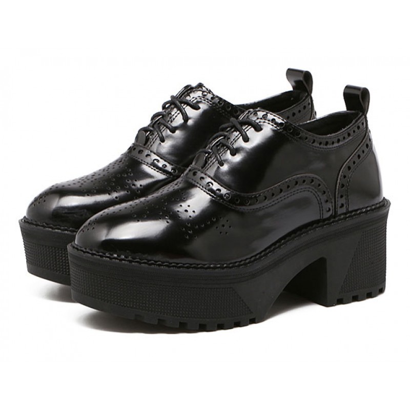 black leather lace up school shoes