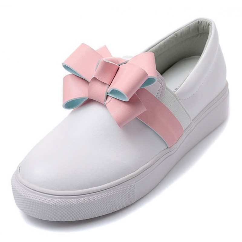 White Pink Gift Bow Cute Sneakers 