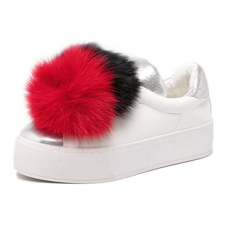 red loafers with fur