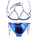 Blue Cats Cartoon Two Piece Sexy Bikini Swimwear