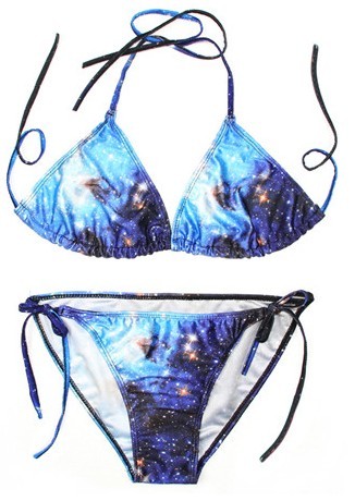 Blue Galaxy Universe Stars Two Piece Sexy Bikini Swimwear