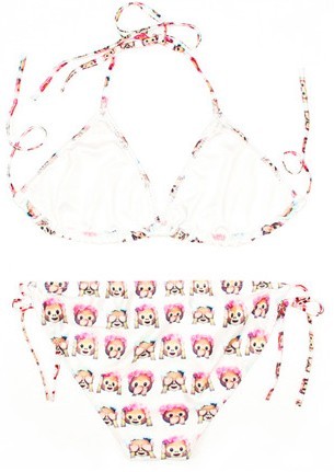 White Whatsapp Monkeys Emoji Cartoon Two Piece Sexy Bikini Swimwear